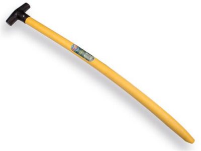 Schopsteel ATLAS fiberglas 95 cm gebogen geel, met T-greep