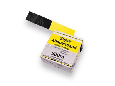Afzetband KONVOX geel-zwart 500 mtr x 8 cm, trekvast PE, in